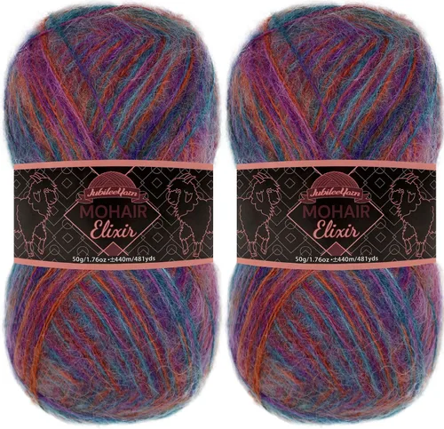 Miniatura 131 de JubileeYarn Mohair Elixir Yarn - 50g/Skein Baby Wool Blend - Cosmopolitan - 1 Skein