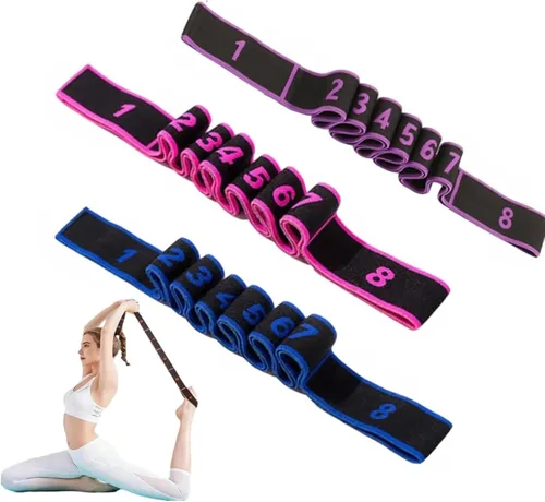 3 juegos de bandas de resistencia de fitness para estiramiento y yoga, banda de resistencia elástica numérica con marcas claras, bandas elásticas de