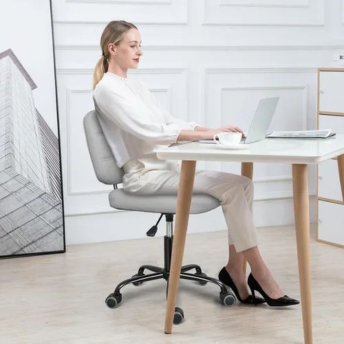 Miniatura 2 de ERGOSEAT Silla de Escritorio de Oficina en Casa sin Brazos con Ruedas, Silla de Dibujo Ergonómica Moderna Rodante con Ruedas Giratorias de 360°