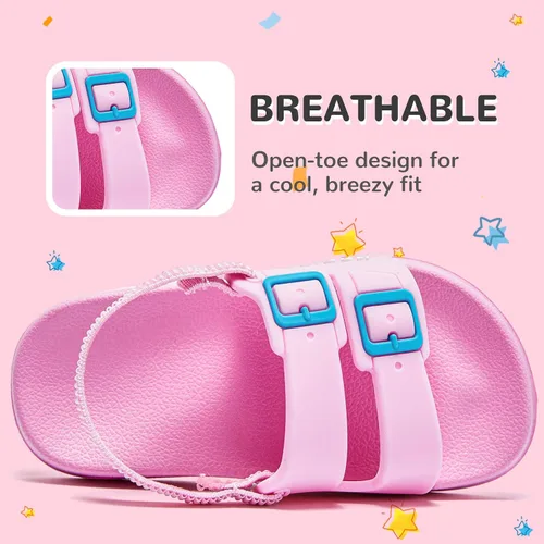 Miniatura 3 de HOBIBEAR Sandalias de exterior para niños y niñas, zapatos planos con punta cerrada, zapatos de agua para niños, zapatos de playa de verano