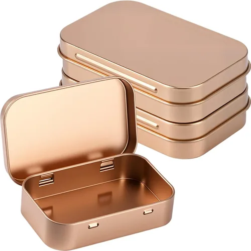 Miniatura 10 de Hotop Paquete de 3 recipientes rectangulares de metal de 3.75 x 2.45 x 0.8 pulgadas, recipientes con tapas, mini caja pequeña portátil para el Negro