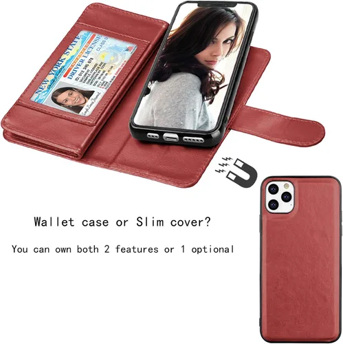 Miniatura 4 de Njjex Funda tipo cartera para iPhone 11 PRO Max 2019, para iPhone 11 PRO Max (6.5 pulgadas), [9 ranuras para tarjetas] Funda de piel sintética