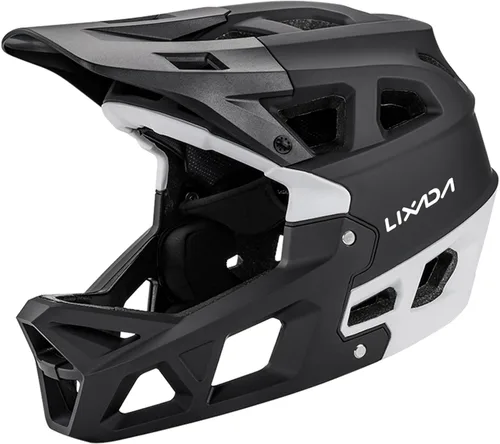 Lixada Casco de bicicleta para adultos, casco de bicicleta de montaña de cara completa, casco de bicicleta ligero con almohadillas y visera, casco