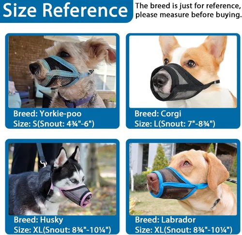 Miniatura 4 de LUCKYPAW Bozal para perro, bozal de malla para perros pequeños, medianos y grandes, cubierta suave para la boca del perro para evitar que muerdan