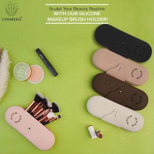 Miniatura 8 de Beauty Bloom - Soporte y organizador para brochas de maquillaje, silicona con hebilla, estuche de almacenamiento portátil para brochas de belleza