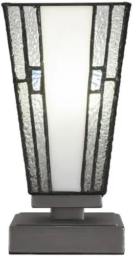 Miniatura 29 de Toltec Lighting Luna Accent - Lámpara de mesa, acabado grafito, cristal cuadrado de burbujas ahumadas de 3.5 pulgadas