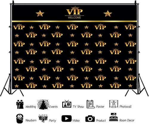 Miniatura 3 de Telón de fondo de fotografía VIP de 5 x 3 pies, alfombra roja, telón de fondo para pasarelas de estrellas, escenario, fotografía de fondo, cabina
