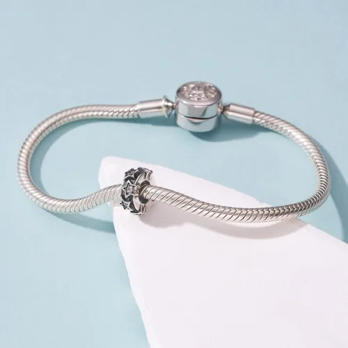 Miniatura 43 de 925 plata esterlina espaciador encanto grano con CZ transparente para pulseras Pandora Charms