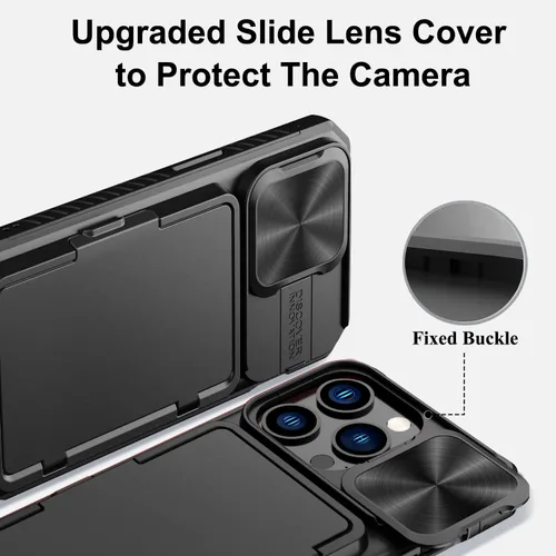 Miniatura 3 de BXYJY Funda tipo cartera para iPhone 15 Pro con tarjetero (4-5 tarjetas) y cubierta deslizante para cámara y soporte, protección contra caídas
