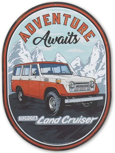 Miniatura 15 de Letrero redondo de metal para Toyota Land Cruiser Off-Road – Letrero retro de Toyota para garaje, tienda o cueva de hombre