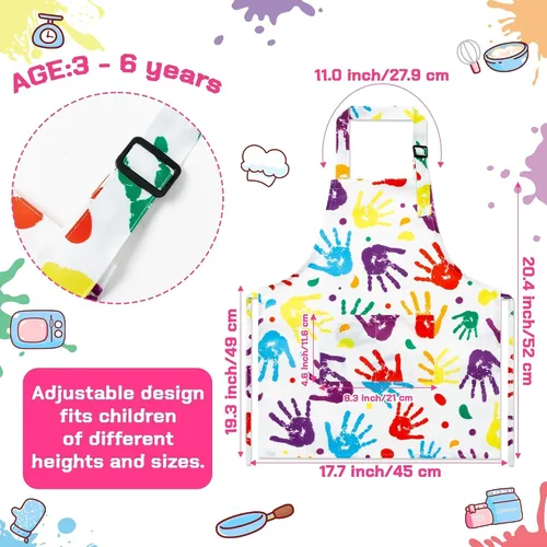 Miniatura 2 de R HORSE Juego de delantales para niños, paquete de 2 delantales ajustables para pintura artística, juegos de rol, juguetes de chef, divertido regalo