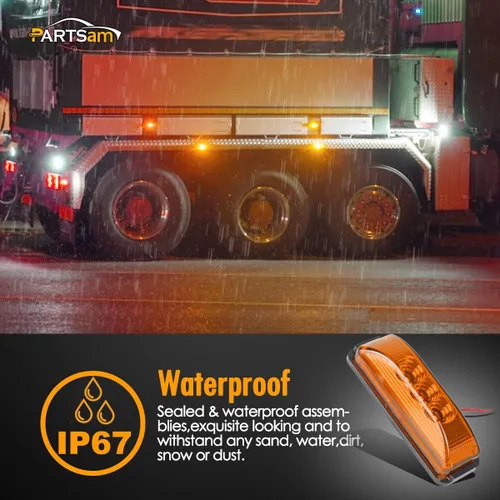 Miniatura 6 de Partsam 10 luces laterales ámbar de 3.9 pulgadas con 3 LED [aprobadas por DOT], indicadores para remolque, camión, caravana, cámper, UTV, sellado