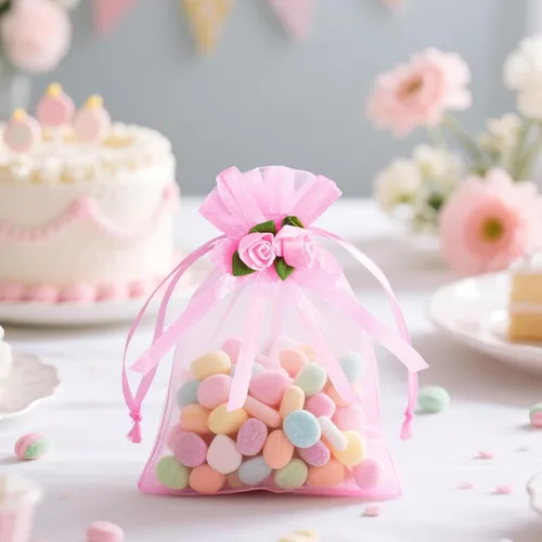 Miniatura 4 de G2PLUS - 30 bolsas de organza rosa de 4 x 6 pulgadas, bolsas de regalo para bodas en color rosa, bolsas transparentes de malla para joyas con cordón