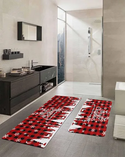 Miniatura 2 de Tapete de baño de Navidad para bañera, antideslizante, de secado rápido y absorbente, con tierra de diatomeas, fregadero de cocina, lavable, tapete