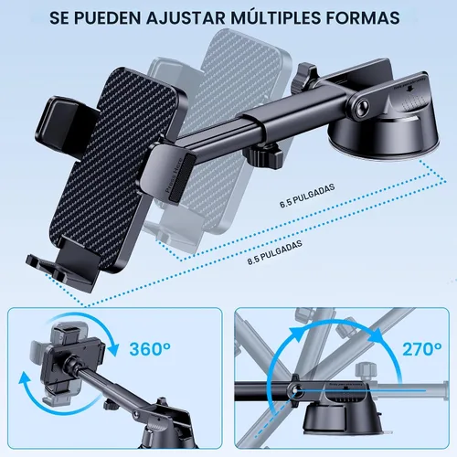 Miniatura 3 de GUWEZ Soporte de teléfono para tu automóvil [base ultra fuerte de succión de grado militar] Soporte de teléfono celular 3 en 1