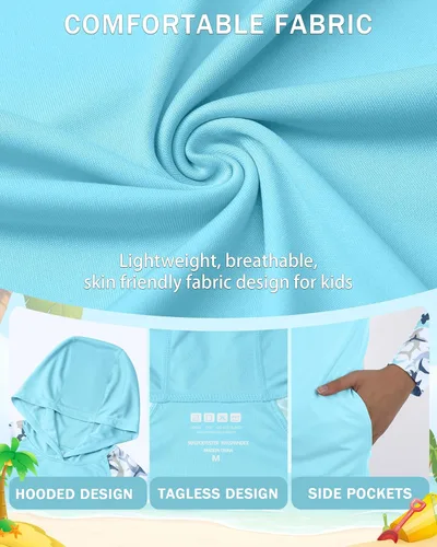 Miniatura 5 de Sudadera con capucha para niños, protección solar UPF 50+, manga larga, protección solar UV, camisa de pesca para niños y jóvenes, camisas de agua