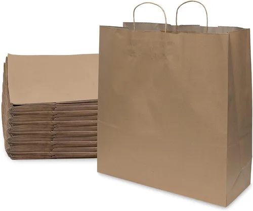 Miniatura 13 de Bolsas de papel kraft de Prime Line Packaging, bolsas de regalo marrones con asas, pequeñas bolsas de compras artesanales al por mayor