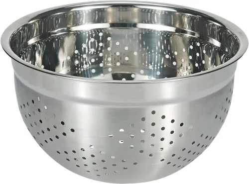 Colador de acero inoxidable, colador de metal, para pasta, arroz, colador de 5 cuartos de galón, apto para lavavajillas