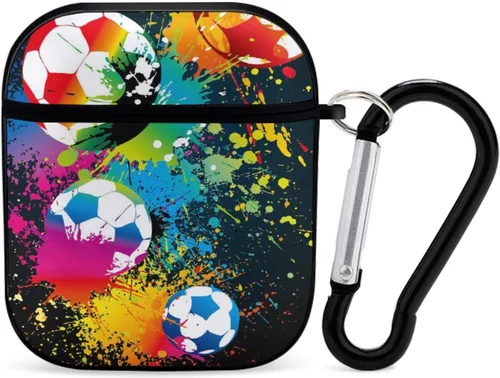 Miniatura 20 de Funda protectora de silicona compatible con AirPods 2 y 1 (camuflaje militar de camuflaje frío)