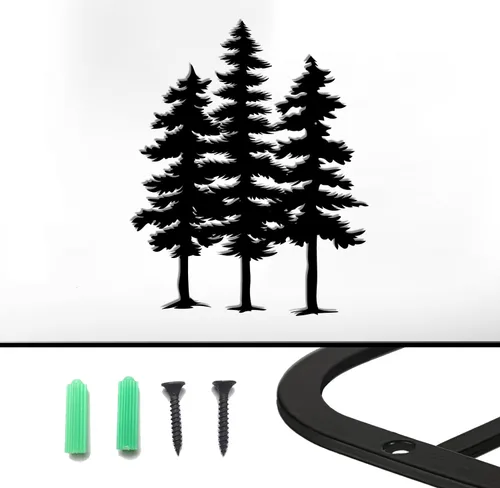 Miniatura 6 de Excmoky Arte de pared de metal de 3 pinos, 3 pinos cortados con láser, decoración de pared para el hogar, dormitorio, oficina, decoración al aire