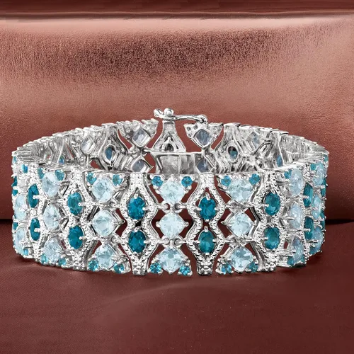 Miniatura 3 de Ross-Simons 26.75 ct. t.w. London and Sky Blue Topaz Bracelet in Sterling Silver