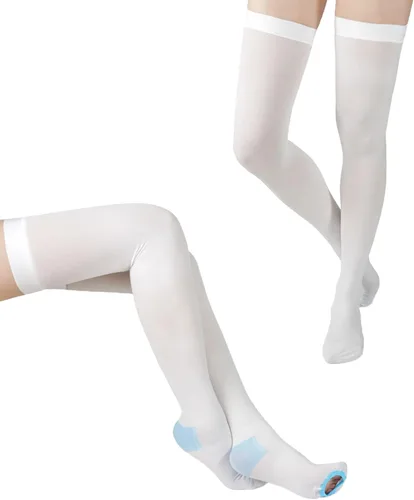 2 pares de medias de compresión antiembolia Ted Hose Medias de compresión de muslo de alta compresión 15-20 mmHg para mujeres y hombres con agujero