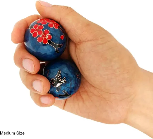 Miniatura 2 de Top Chi Bolas de colibrí Baoding con soporte de bambú (medianas, 1.6 pulgadas)