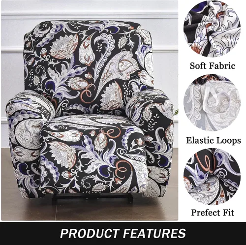 Miniatura 5 de Fundas elásticas para sillas reclinables, 4 piezas, estampado Lazyboy, funda de elastano suave para silla reclinable, protector de muebles