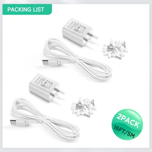 Miniatura 7 de OLAIKE Paquete de 2 cables de carga de 16 pies para batería Ring Stick Up Cam/Plug-in y Ring Spotlight Cam Battery, adaptador de corriente