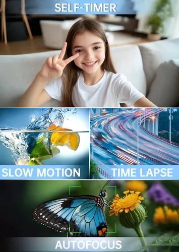 Miniatura 6 de Cámara digital rosa, cámara de doble pantalla 4K 64MP UHD, zoom de 18X, cámaras digitales portátiles para apuntar y disparar con tarjeta TF de 64
