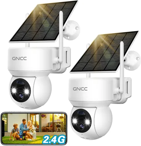 Miniatura 10 de GNCC Cámaras de seguridad solares inalámbricas para exteriores 2.4G WiFi, vista de 360°, funciona con energía solar/batería, detección humana AI
