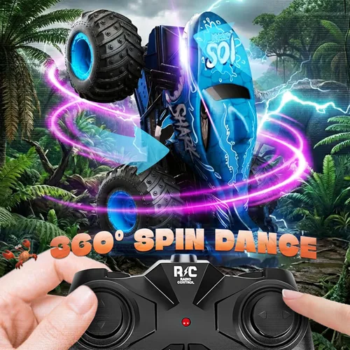 Miniatura 2 de BEZGAR Juguetes de Camiones Monstruo - Camión Monstruo de Control Remoto con Luz y Música, Juguetes de Dinosaurios para Niños, Camión RC a Escala