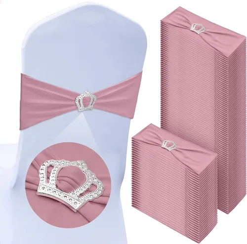 Miniatura 14 de VitalCozy 100 piezas de cintas elásticas de elastano para sillas con hebilla deslizante en forma de corona, bandas elásticas para sillas, lazos