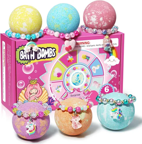 Bombas de baño de unicornio para niños y niñas con pulsera en el interior, rellenos de cesta de Pascua de sanyi juguetes de baño de burbujas,