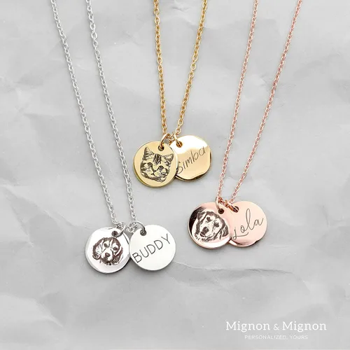 Miniatura 3 de Regalos personalizados para mascotas Collar conmemorativo de gato Joyería personalizada para mascotas Perro Mamá Joyería conmemorativa Retrato