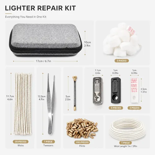 Miniatura 2 de Kit de mantenimiento de encendedores, kit de reparación completo para la mayoría de encendedores, reparación de encendedor antiguo, kit
