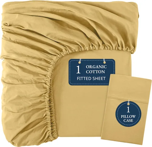 Miniatura 46 de LANE LINEN Juego de 2 piezas con sábana bajera 100% algodón orgánico tamaño individual y 1 funda de almohada, tejido de percal ligero, ultra suave