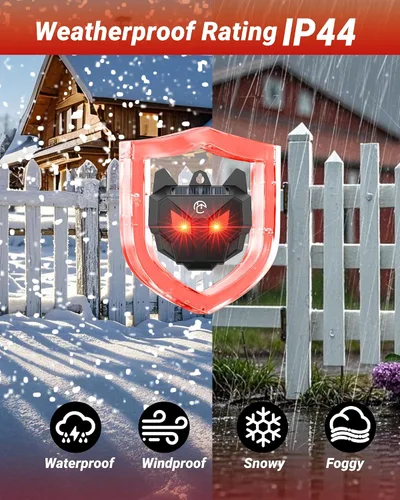 Miniatura 4 de Luces solares de depredador disuasorio de coyote - Repelente nocturno de animales con luces LED intermitentes rojas para gallinero, patio y jardín