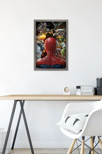 Miniatura 6 de Trends International Marvel Comics - Póster de pared de Spider-Man - Villains, 14.725 x 22.375 pulgadas, versión enmarcada de madera de granero