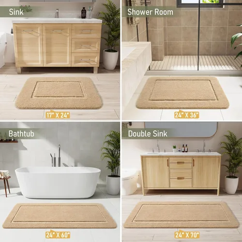 Miniatura 6 de LOCHAS Alfombras de baño, alfombra larga de baño de 24" x 60", alfombra antideslizante lavable para baño, alfombra suave y gruesa absorbente