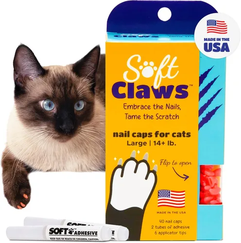 Miniatura 14 de Tapas de uñas Soft Claws para gatos pequeños – (40 tapas, negro) - Fabricado en EE. UU. - Desarrollado por veterinarios, no tóxico Protege muebles
