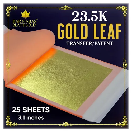 Miniatura 21 de Barnabas Blattgold Hoja de oro, oro real de 22 quilates [25 hojas, 3.1 pulgadas] - Patente de transferencia para pintura, artes y manualidades