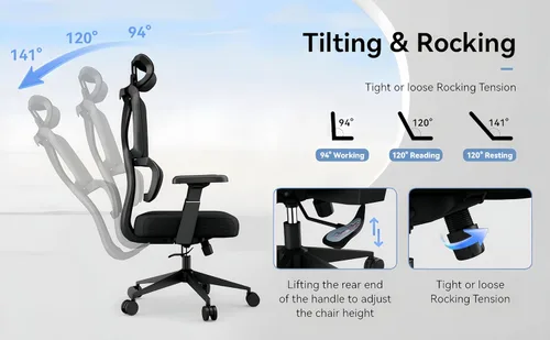 Miniatura 7 de Silla de oficina ergonómica de 400 libras de capacidad, silla de escritorio de malla con soporte lumbar, reposabrazos 3D, reposacabezas ajustable