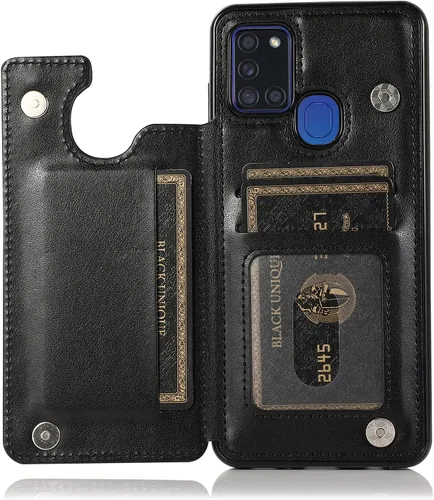 Miniatura 5 de Asuwish Funda de teléfono para Samsung Galaxy A21S con protector de pantalla de vidrio templado y tarjetero con soporte para tarjetero, accesorios