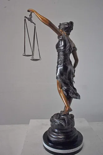 Miniatura 7 de Lady Justice Estatua de Bronce Montada en Mármol - Tamaño: 14" L x 16" W x 32" H.