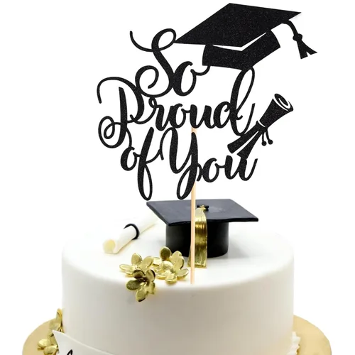 Miniatura 14 de Arthsdite 1 Pieza Decoración para Pastel de Graduación con Purpurina Dorada "So Proud of You" - 2025 Graduado Felicitaciones Senior Decoración