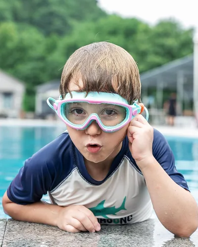 Miniatura 2 de Gafas de natación para niños de 6 a 12 años, visión amplia, antivaho, protección UV, sin fugas, gafas de natación para niños y niñas Rosado/Verde