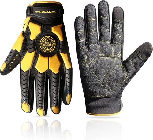 Miniatura 15 de HANDLANDY Anti Vibration Gloves, SBR Padding, TPR Protector, Mechanic Work Gloves