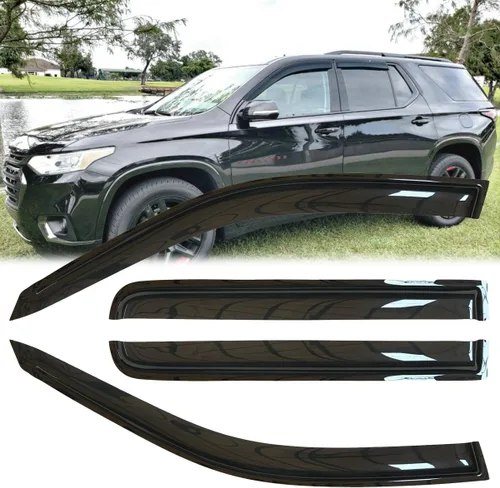 Miniatura 11 de 2 protectores de lluvia estilo montaje exterior, deflectores de viento duraderos para ventana lateral, color humo oscuro, viseras de ventana