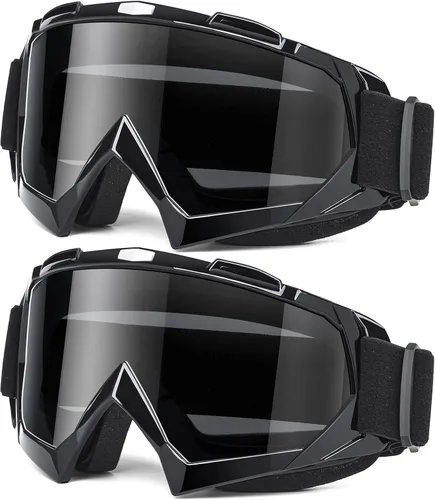 MAMBAOUT Gafas de motocross para adultos, paquete de 2 gafas de motocicleta ATV para hombres y mujeres, gafas de visión amplia para montar fuera de